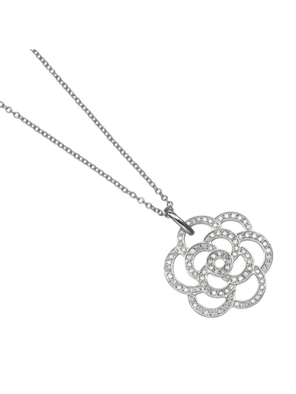 Chanel Camellia White Gold Diamond Necklace